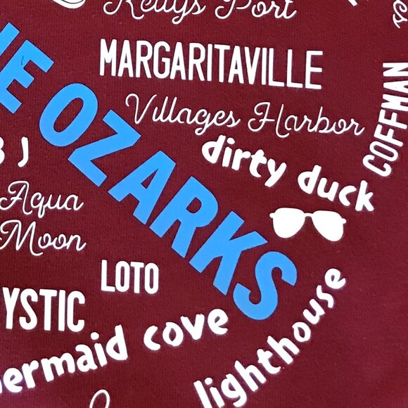 Upcycled Lake of the Ozarks Tee: Magenta Landmarks & Marinas Graphic, Size 2XL - Picture 15 of 16